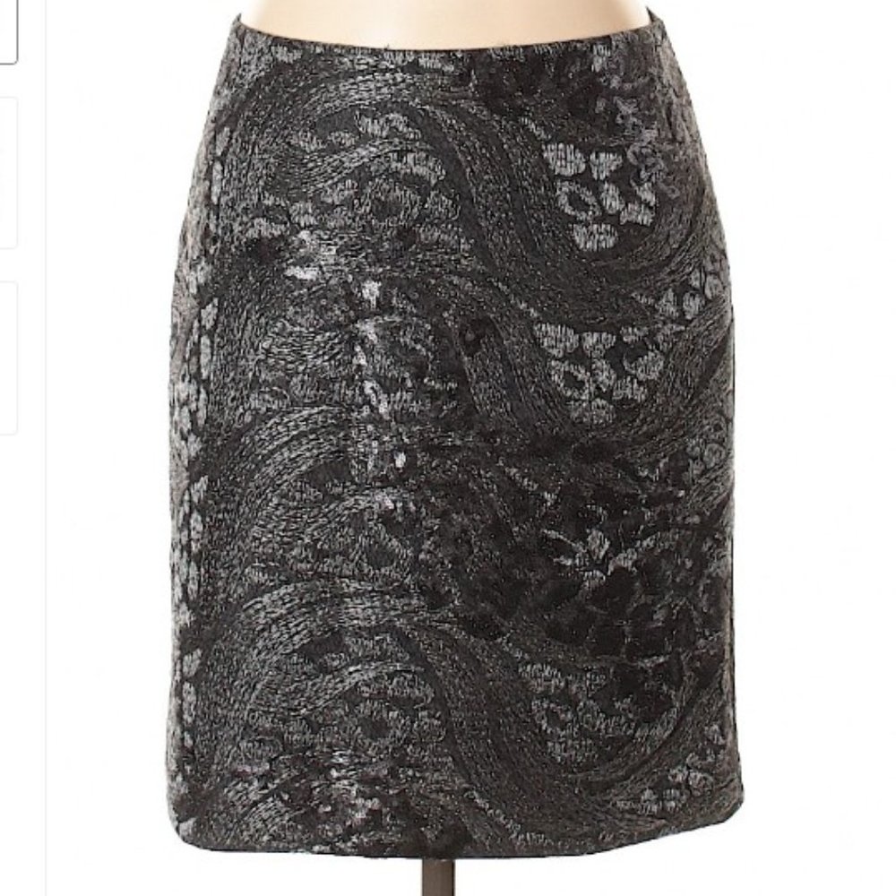 Ann Taylor Metallic Embroidered Pencil Skirt- Sz. 0